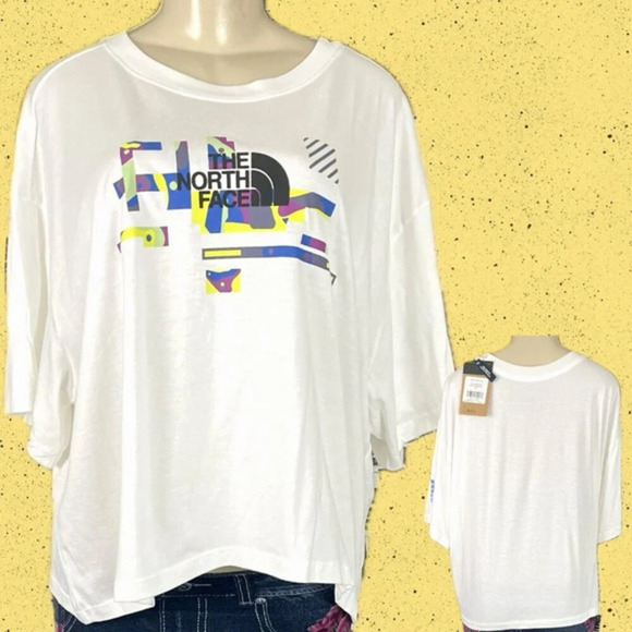 The North Face Tops - The North Face + 3XL Logo White BHM Coordinates Graphic Short Sleeve Crop Tee
